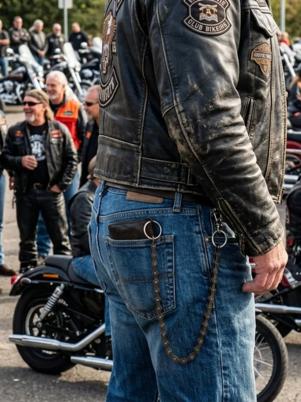 Classic Biker Wallet Chain Wallet in Gunmetal Brown Chain 24
